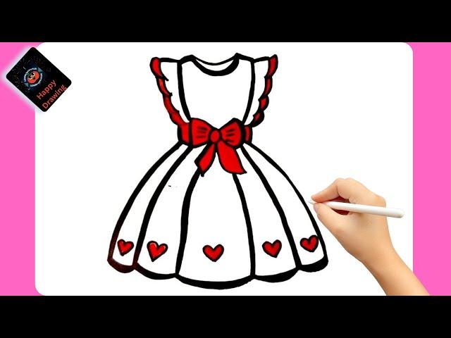 How to draw cute and easy Dress| Easy Drawing, Painting and Coloring for Kids & Toddlers 