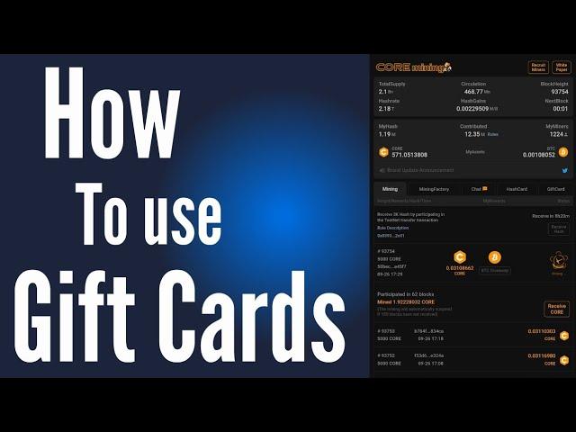 How to Use Gift Card (Satoshi Core Mining)