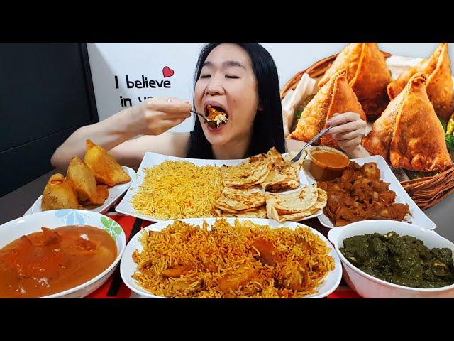 First Time Eating Butter Chicken! MASSIVE INDIAN FOOD MUKBANG ASMR, Biryani, Curry Masala & Samosa