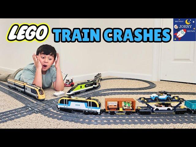 Lego Freight Train Vs Lego High Speed Trains Crash and Build Giant Lego Tracks