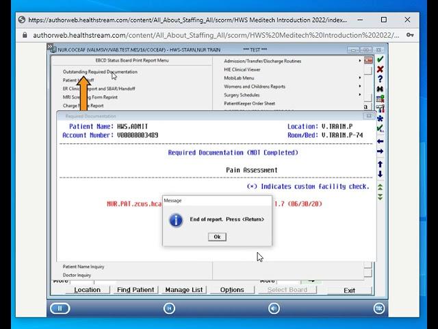 Meditech Training by Healthstream Video 3