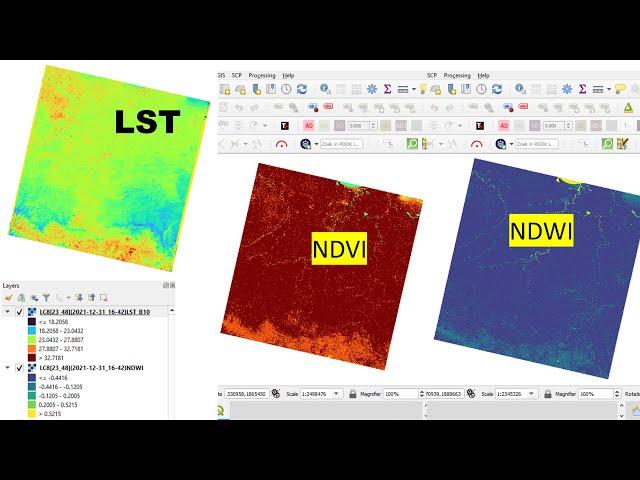 RS & GIS QA22- Automatic Extraction of Land surface temperature (LST),NDVI & NDWI using QGIS