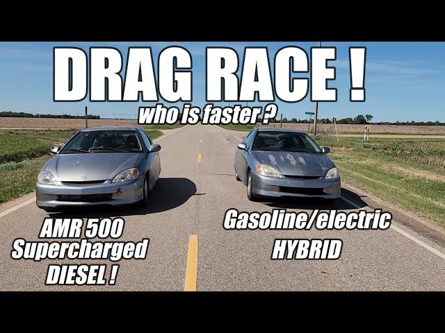 S4 E18. Will an AMR500 supercharged Kubota diesel Honda insight outrun a stock Honda insight?