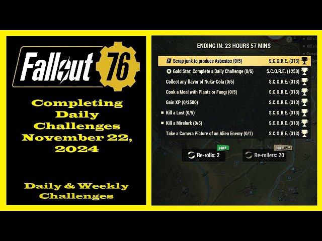 Completing Daily Challenges For November 22, 2024 - Fallout 76 Daily Challenge Guide