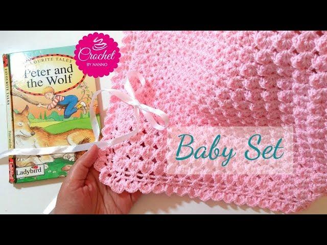 HOW TO CROCHET A BABY BLANKET #1 FAST & EASY BABY SET  Written Pattern & The Yarn  Available Below