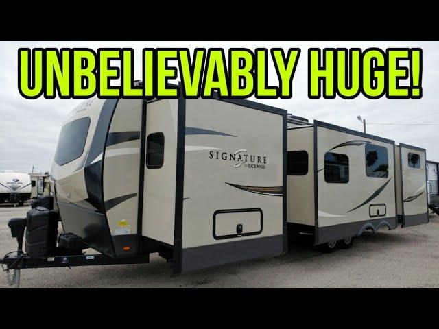 MASSIVE 4-SLIDE TRAVEL TRAILER RV! Too big? Rockwood Signature 8327SB