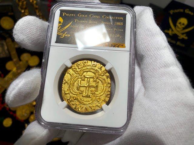 COLOMBIA 1622 8E NGC REPLICA PIRATE GOLD COINS TREASURE COLLECTION GIMME THE LOOT TREASURE WEEK