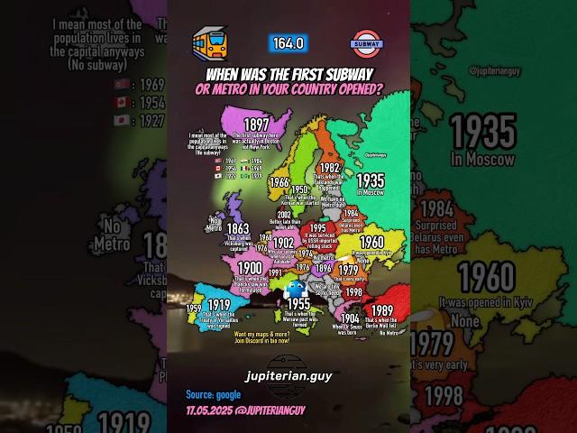 When was the first Subway/Metro opened in your country? #shorts #geography #map #subway #metro