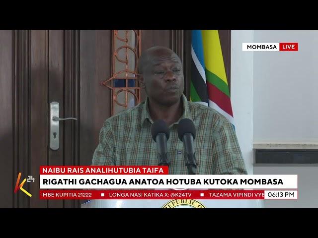 K24 TV LIVE| DP GACHAGUA'S ADDRESS