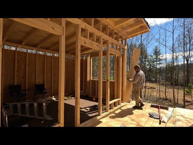 Off Grid Cabin Building In The Woods... TIME LAPSE