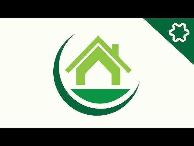 How to make Green Eco Home / House Logo Design in Adobe illustrator - Simple logo tutorial