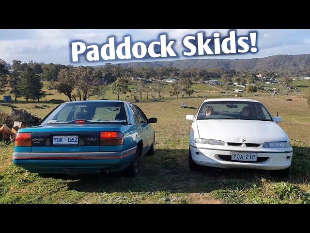 Modded Ford & Stock Holden With A Blown Head Let Loose In The Paddock! (Didn't End Well..)