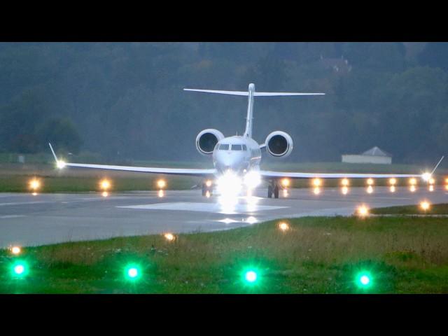 Gulfstream G500 9H-NATE: Rainy Day Takeoff in Bern, Switzerland