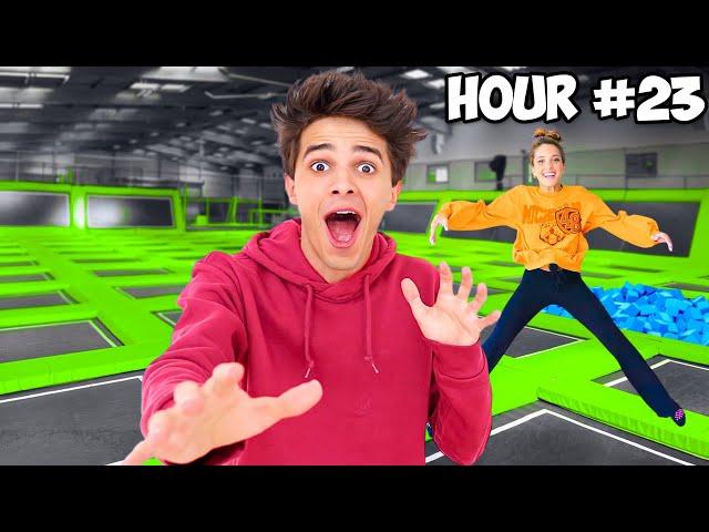 24 HOUR OVERNIGHT CHALLENGE in TRAMPOLINE PARK!!