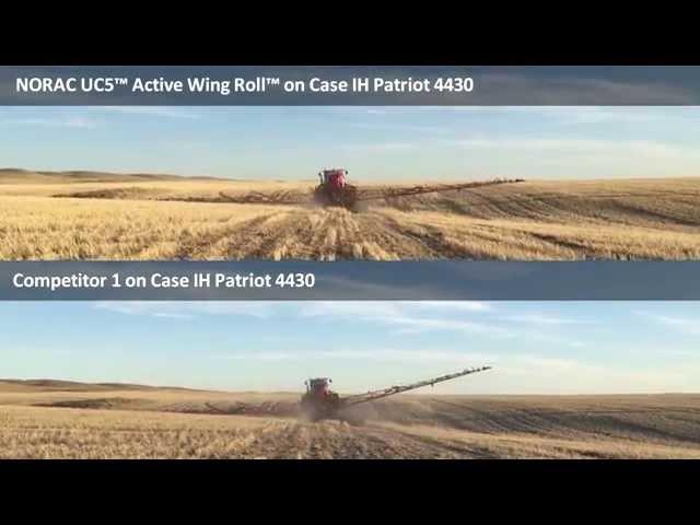 NORAC UC5 Active Wing Roll vs Competitor 1 on Case IH Patriot 4430 (Backview)