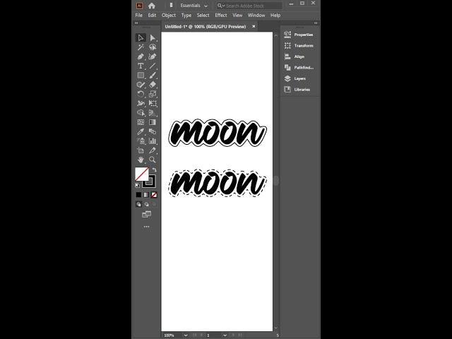 Create Outline text In adobe Illustrator #shorts #shortsvideo #graphicdesign #adobeillustrator