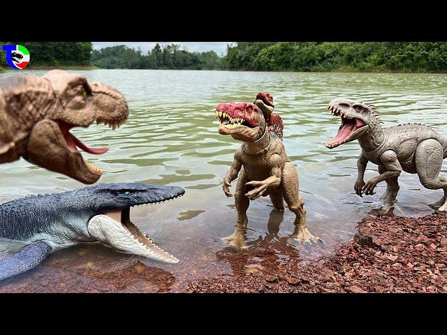 Spinosaurus in Peril! SPINOSAURUS Vs INDOMINUS Vs T-REX Jurassic World Toys Movie| TCF CREATOR