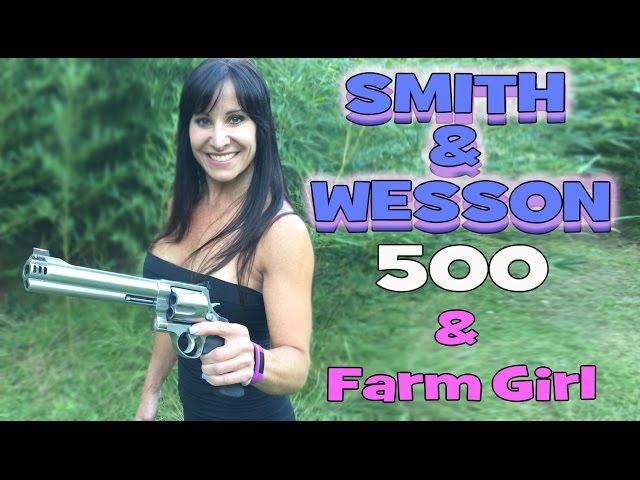 Smith & Wesson 500! Farm Girl Shooting S&W  500 revolver. The largest production handgun made!