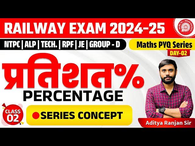 PERCENTAGE-02 (प्रतिशत) || RAILWAY MATHS PYQ SERIES || FOR NTPC, RPF, ALP, GROUP-D | ADITYA SIR