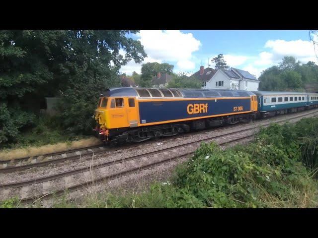 1Z52 Class 52 D1015 and GB Railfreight Class 57 57306 passing Wylds Lane Junction Worcester 21/7/24