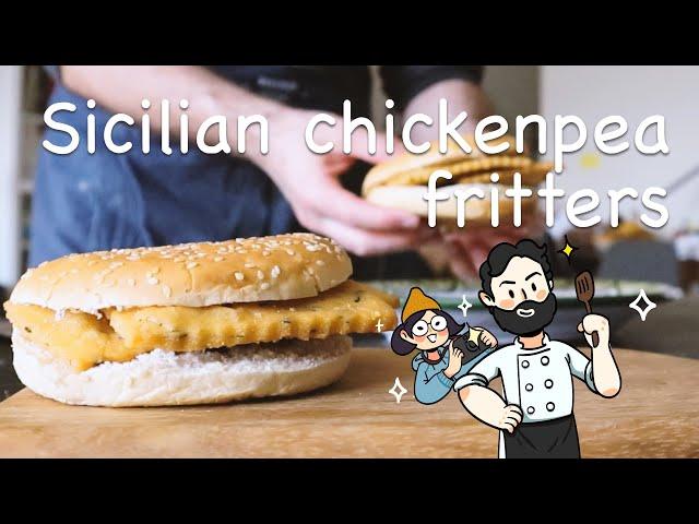 Sicilian chickpea fritters panelle | 西西里岛炸鹰嘴豆泥饼 | Sicilian street food | vegan recipes