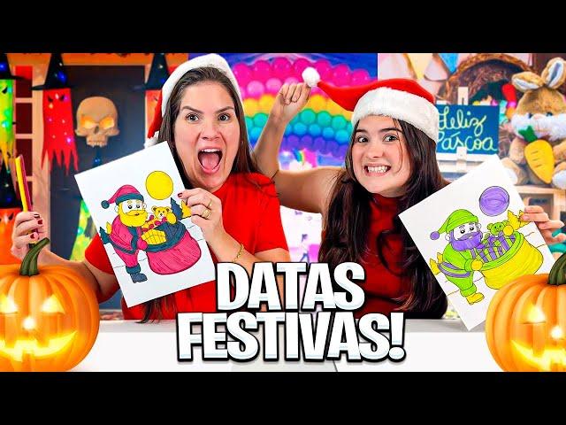 COLORINDO COM 3 CORES COM DESAFIOS DE DATAS FESTIVAS!