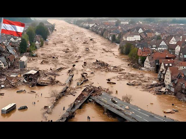 Austria is being devastated! Storms and flash floods destroyed roads and submerged houses