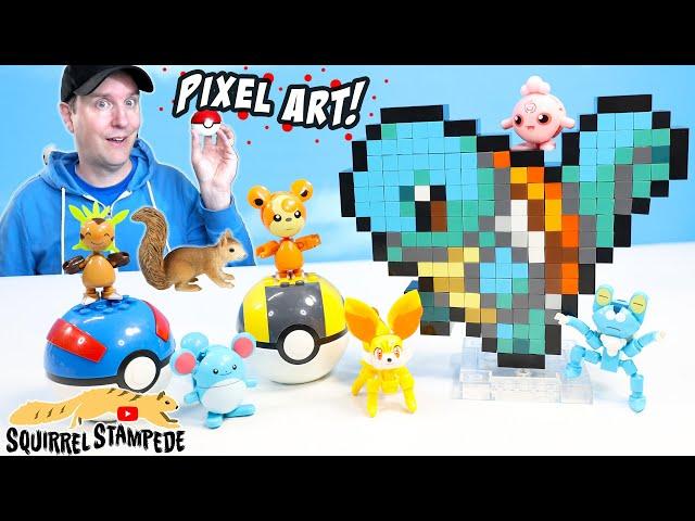 Pokémon Mega Bloks Pixel Art Squirtle Build Review & Series 20 Poké Ball Sets Review!