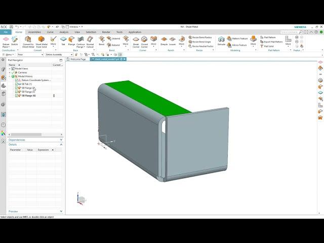 NX Sheet Metal: Create a flange to match the length of another flange