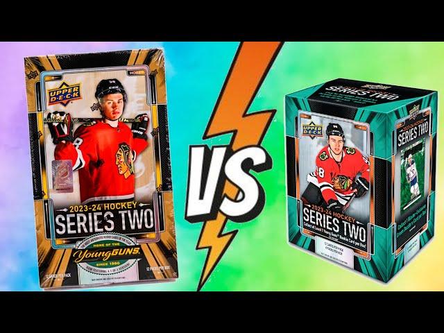 Retail vs Hobby ! 2023-24 Upper Deck Series 2 Hockey Retail Blaster vs Hobby Box Break !