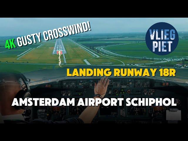  Boeing 737 Crosswind Landing at Amsterdam Polderbaan | Gusty Approach into Schiphol