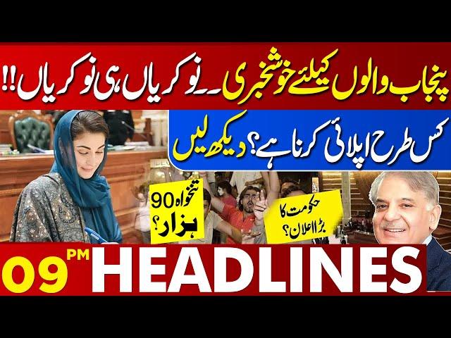 Good news for people of Punjab! JOBS...| How to Apply..? | 09 PM Headlines Lahore News | 28 Dec 2024