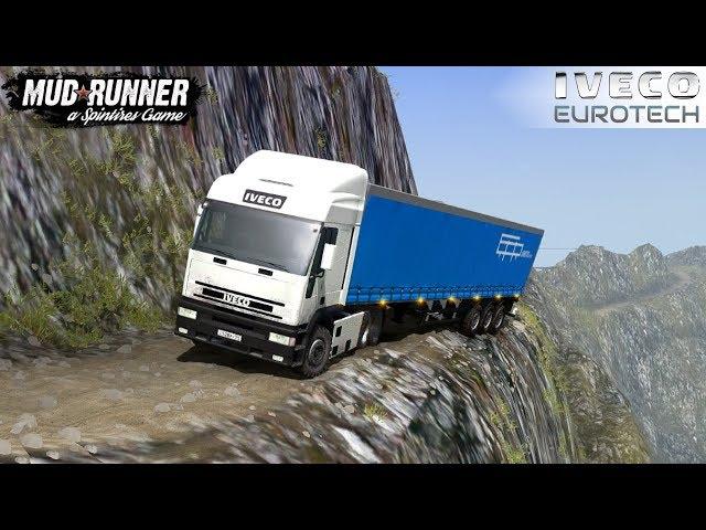 Spintires: MudRunner - IVECO EUROTECH Driving on Difficult Serpentine Roads in the Mountains