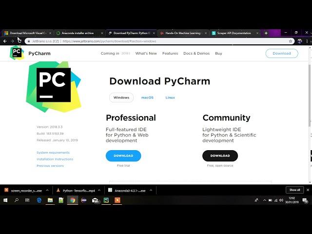 Installing Tensorflow Using PYCharm in Windows 10 (CPU)