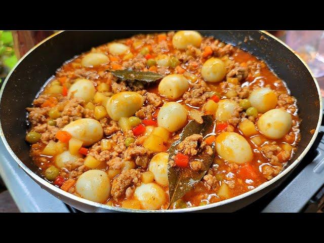 Pork Giniling with Quail Eggs