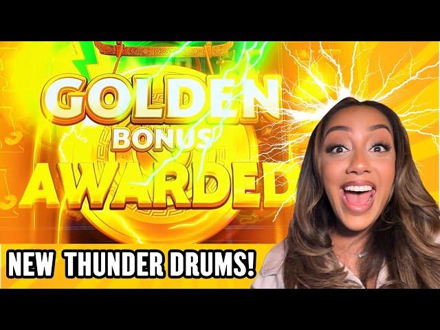 I Got The RARE GOLDEN DRUM Bonus on The NEW Thunder Drums Slot!