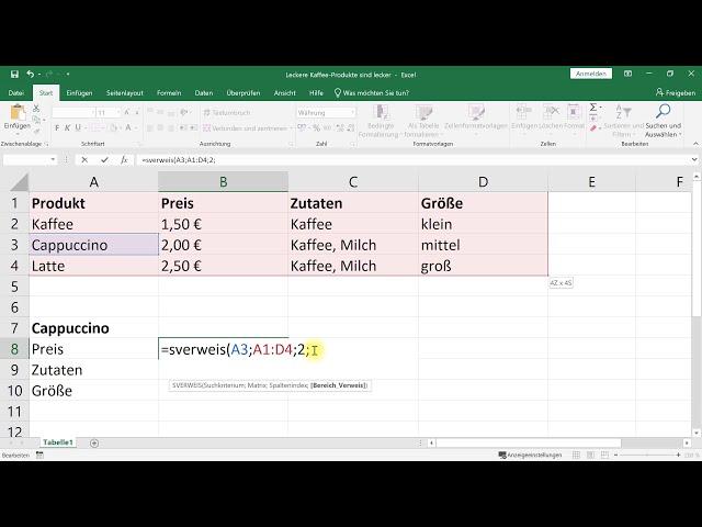 SVERWEIS-Funktion mit einfachem Beispiel – Excel-Tutorial