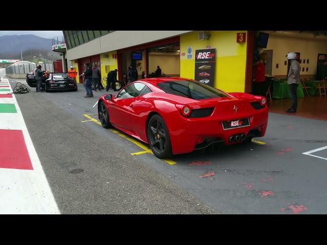 DESI STIG drives the FERRARI 458 at Mugello race track in Florence, Italy