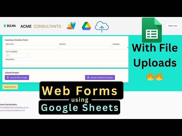 Web Forms with File Uploads   using Google Sheets and Google Drive #googlesheets #appsscript