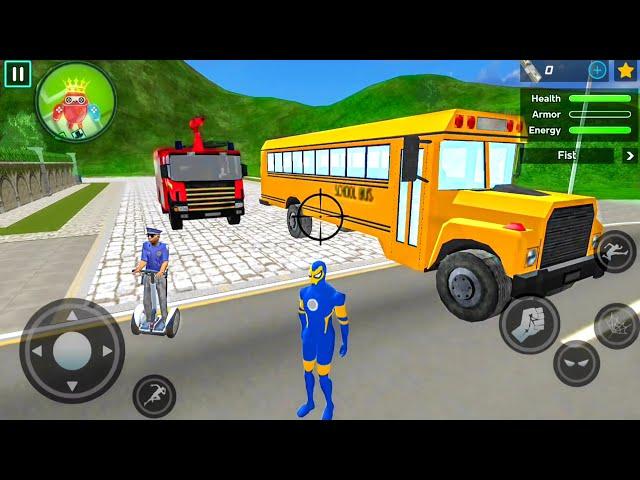 Captain American Rope Hero Ninja Gangster Crime - School Bus at Vegas City #8 - Android Gameplay