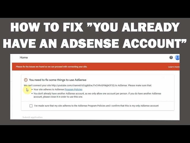 You Already Have An Adsense Account Fix How To Change Adsense Account On Youtube