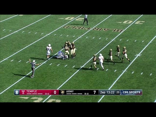 Army Football: Cole Christiansen Punt Block vs. Temple 10-21-17