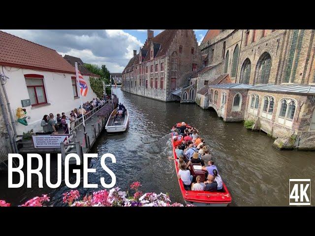 Bruges - Belgium , Walking Tour,  Summer 2022 (4k 60fps)