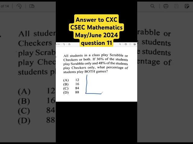 Answer to CXC CSEC Mathematics May/June 2024 question 11 #csec #cxcexams #maths #classes