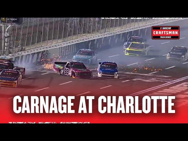 Sparks fly as trucks wreck on the frontstretch | 2025 Truck Series at Charlotte