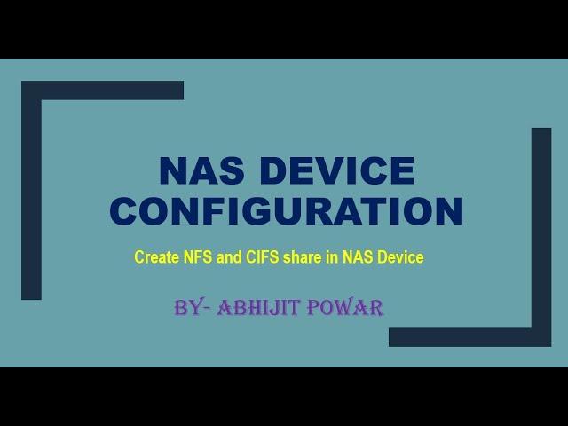 Creating NFS Share in NAS device