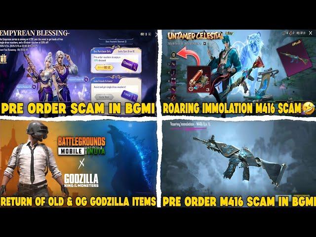 PRE ORDER SKIP IN BGMI ? | PLAYERS M416 SCAM IN BGMI  | BGMI x GODZILLA RETURN WITH OLD & NEW ITEMS