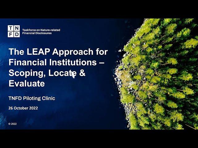 TNFD Piloting Clinic 2: The LEAP Approach for Financial Institutions: Scoping, Locate & Evaluate