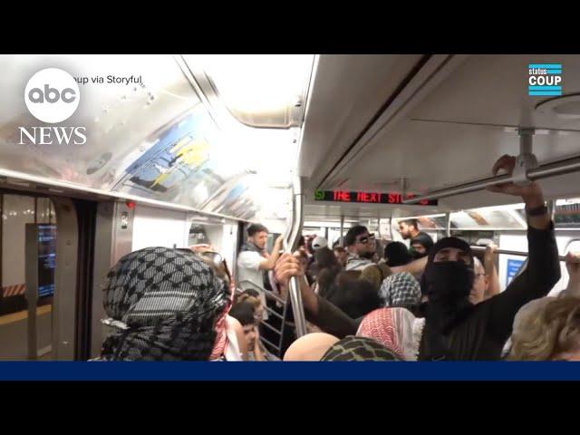 Protestors in New York City call for 'Zionists' to leave subway train