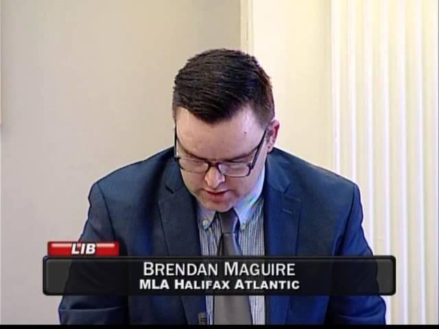 Brendan Maguire, MLA Halifax Atlantic asks Minister MacLellan question during Question Period